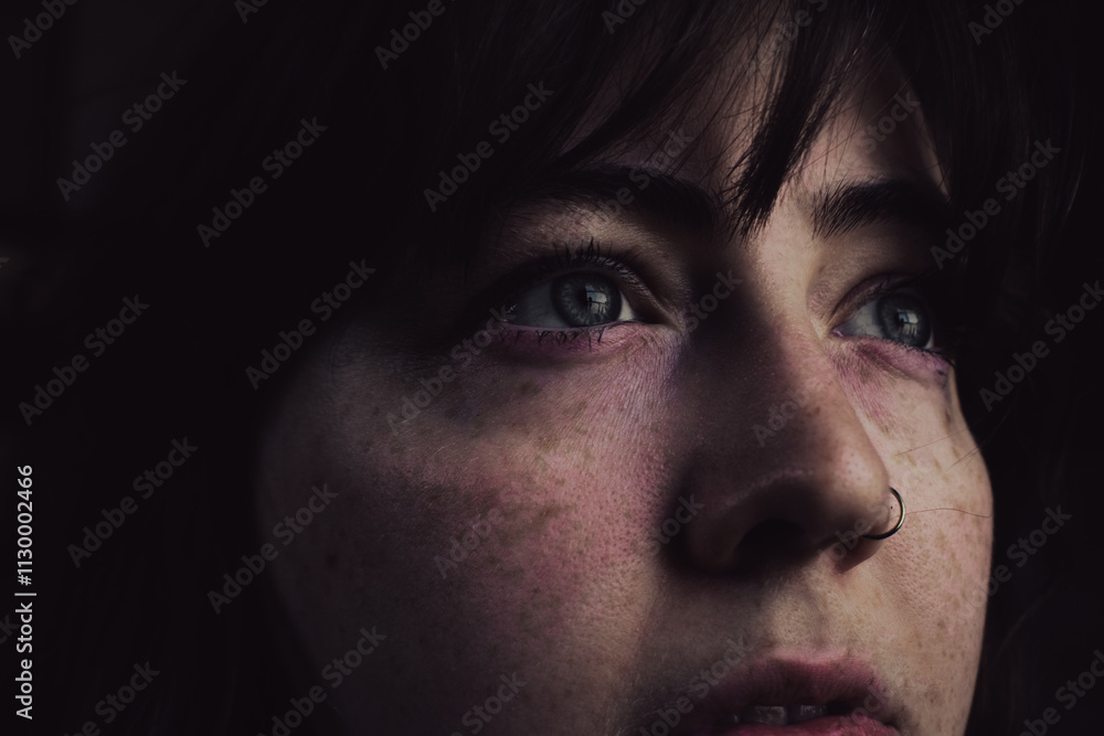 close up portrait of a young woman close up portrait of a young woman