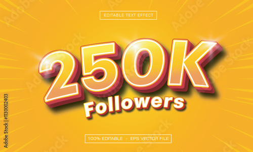 250k Followers Text Effect, Editable Greeting Text Style