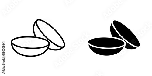 contact lenses outlined and solid icon vector collection.