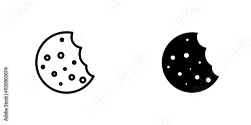 Cookie outlined and solid icon vector collection.