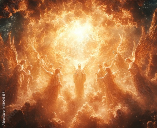 Serene Angels in Celestial Gathering Ceiling Fresco in Church in Morgex Italy