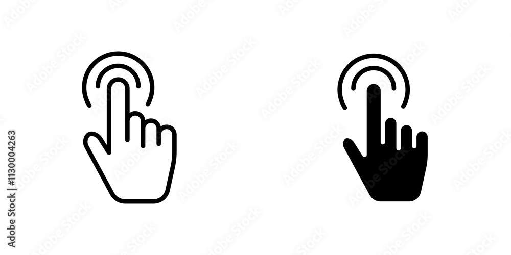 Obraz premium finger tap outlined and solid icon vector collection.