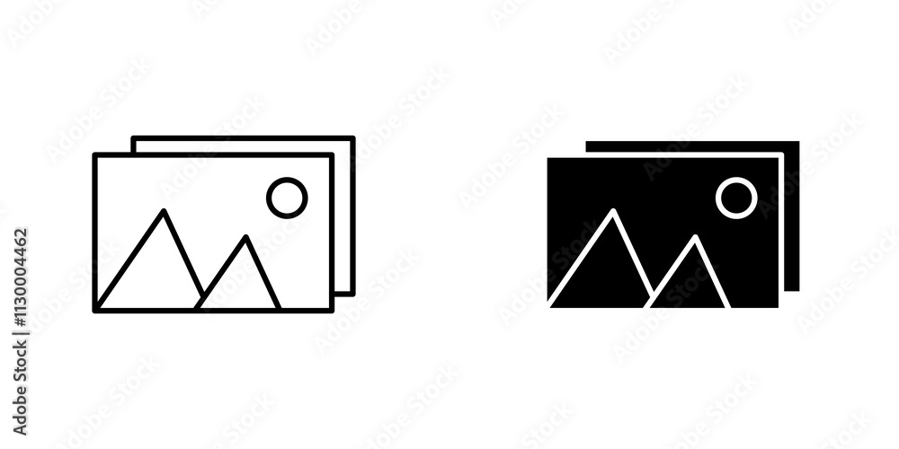 Gallery outlined and solid icon vector collection. Gallery outlined and solid icon vector collection.
