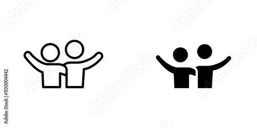 Friends outlined and solid icon vector collection.