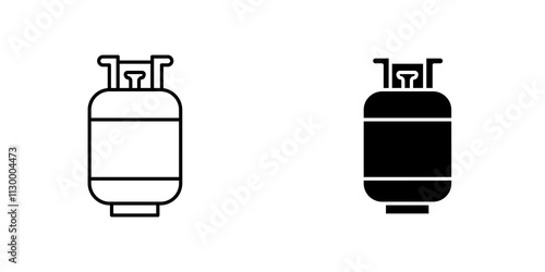 Gas cylinders outlined and solid icon vector collection.