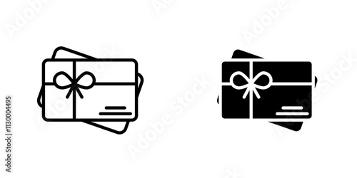 Gift voucher outlined and solid icon vector collection.