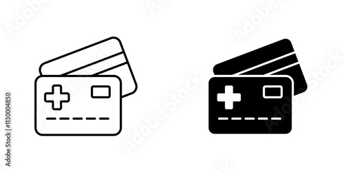 Insurance card outlined and solid icon vector collection.