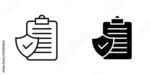 Insurance policy outlined and solid icon vector collection.