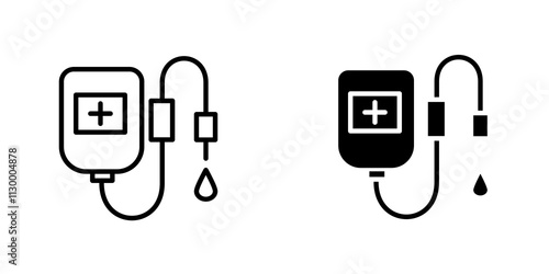 IV drip outlined and solid icon vector collection.