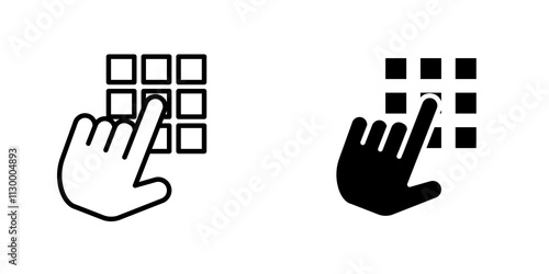 Keypad outlined and solid icon vector collection.