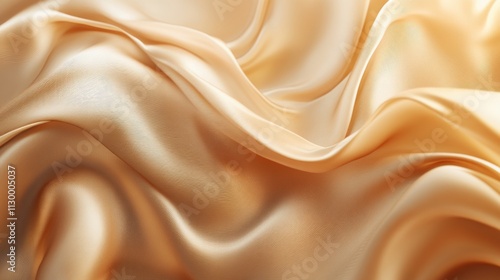 86.Close-up collage of beige satin silk fabric with soft, wavy textures, creating a seamless, luxurious backdrop with elegant folds and a light brown hue, perfect for banners or 3D design mapping.