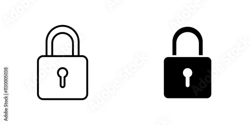 Lock closed outlined and solid icon vector collection.