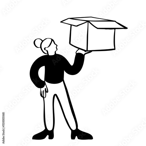 Woman with an open box