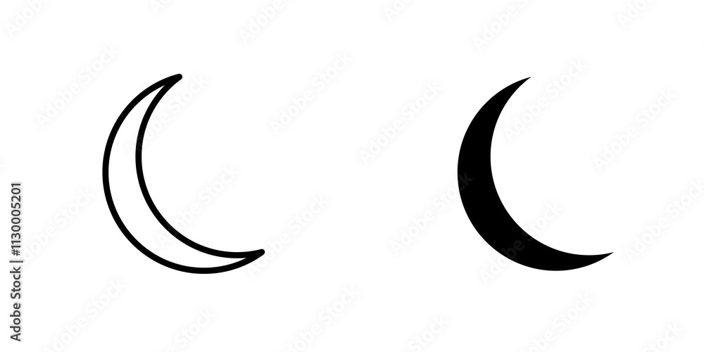 Moon outlined and solid icon vector collection. Moon outlined and solid icon vector collection.