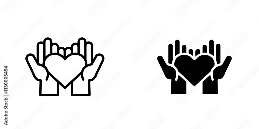 Obraz premium Philanthropy outlined and solid icon vector collection.