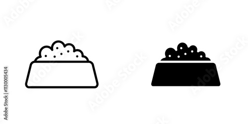 Pet food outlined and solid icon vector collection.