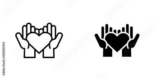 Philanthropy outlined and solid icon vector collection.