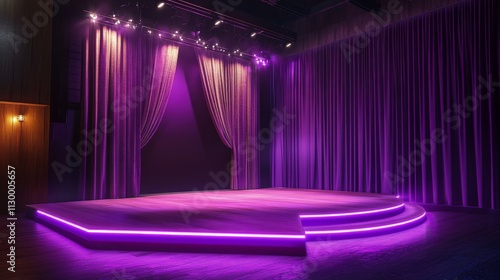 79.Concept 4: Entertainment stage with purple light-up edge, light set pieces, and purple curtain photo