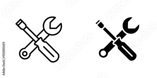 Repair outlined and solid icon vector collection.