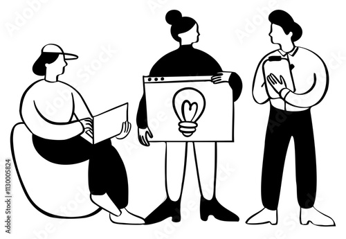 Team discussing a group project