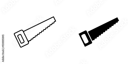 Saw outlined and solid icon vector collection.