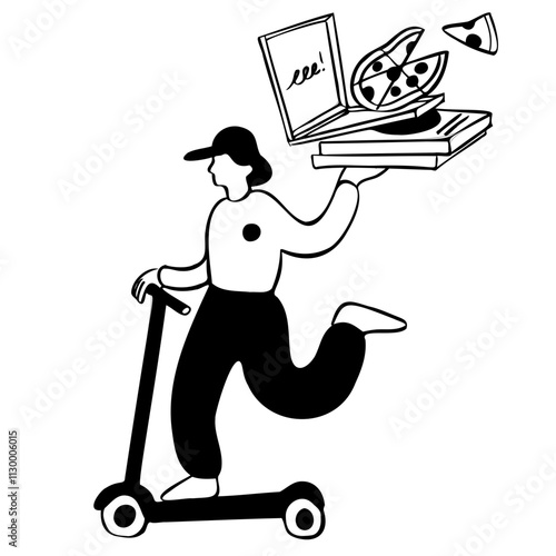 Person on scooter delivering pizza