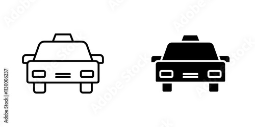 Taxi outlined and solid icon vector collection.