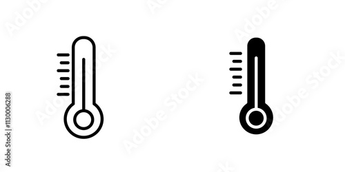 Thermometer outlined and solid icon vector collection.