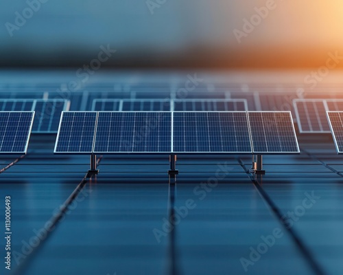 Blueprint of a solar energy farm, minimalist civil engineering focus, clean and technical design, ecofriendly concept