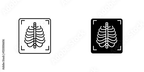 X ray outlined and solid icon vector collection.