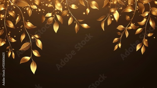 31.Concept 1: Gold vines frames and borders, golden hanging vine curtain design, botanical elements vector illustration set photo