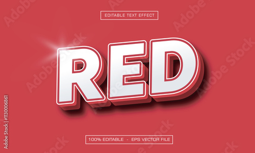 Red Text Effect, Editable 3D Text Style