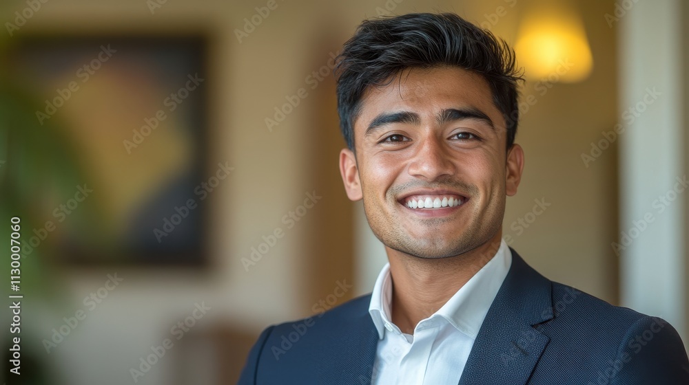 Smiling young businessman in suit jacket. Ideal for corporate, success, and leadership concepts. Smiling young businessman in suit jacket. Ideal for corporate, success, and leadership concepts.