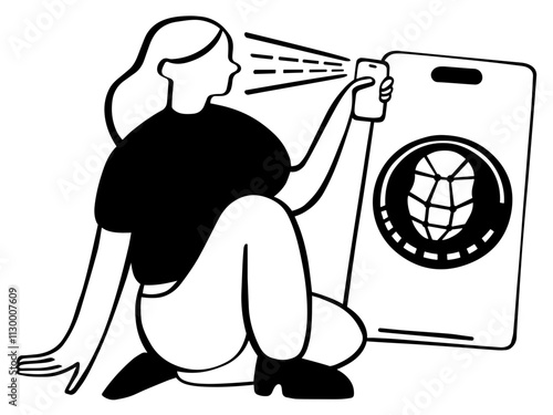 Woman unlocking phone using facial recognition 