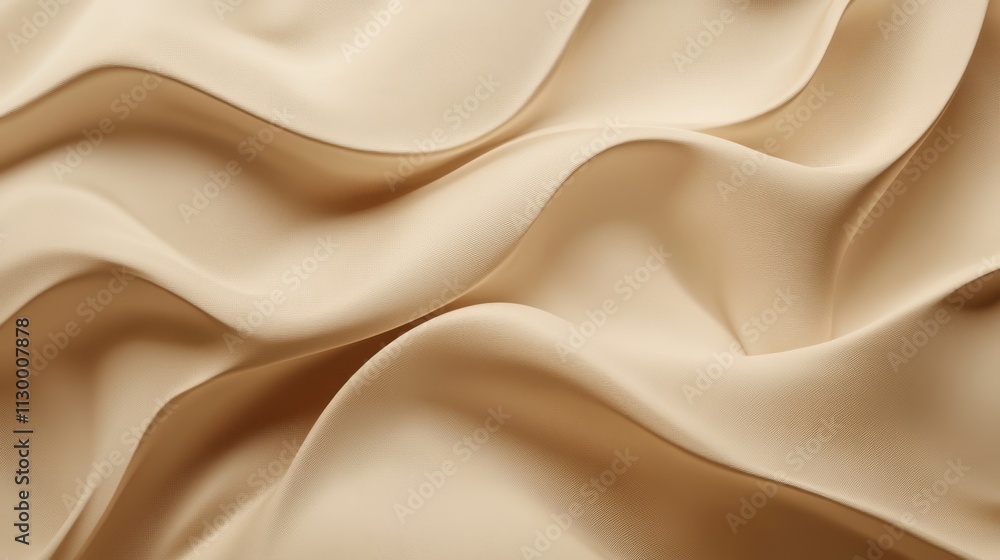 Fototapeta premium 85.Concept 5: Processed collage of smooth, elegant wavy beige light brown satin silk cloth fabric texture for banner, backdrop, or 3D mapping