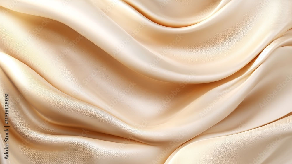 Obraz premium 96.Elegant and refined collage of beige satin with light brown undertones, featuring graceful waves and soft shadows, capturing the luxurious sheen and smooth folds of high-quality silk for a