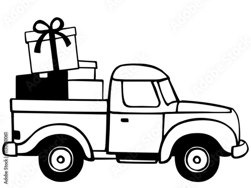 Gifts delivery by pickup truck