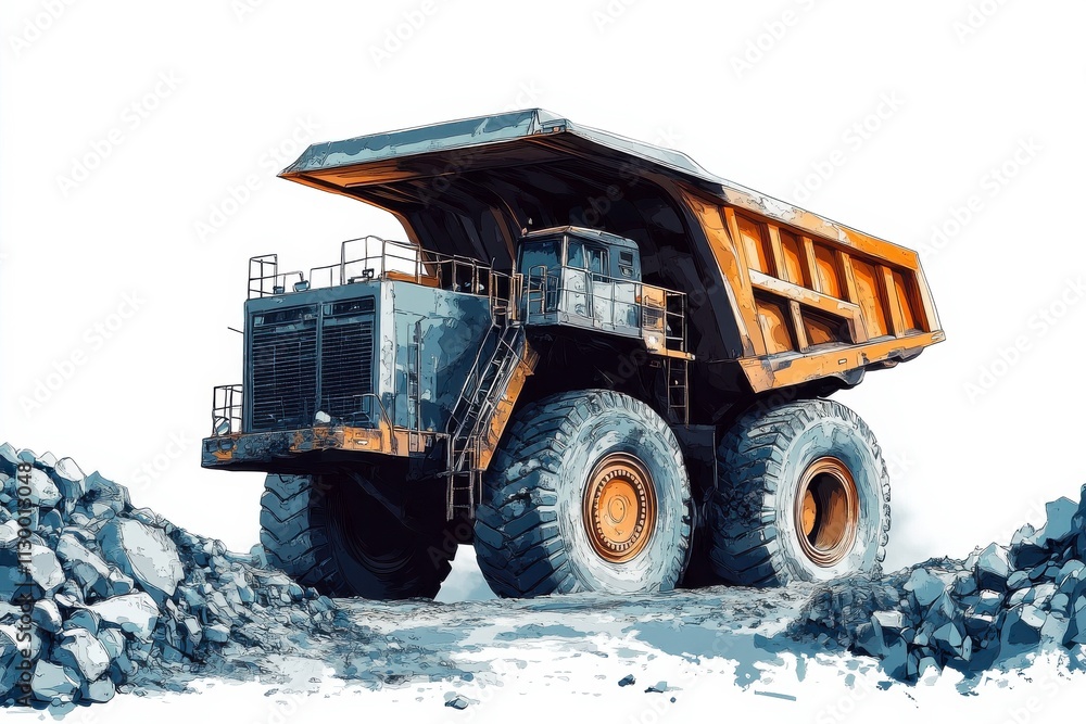 Obraz premium Stylized Mining Vehicle on Muted Background