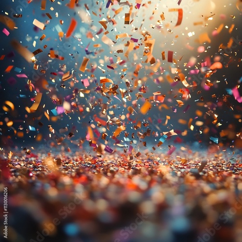 Vibrant Confetti Explosion and Glittering Streamers Celebrate the New Year s Eve Festivities in Elegant Vintage Style photo