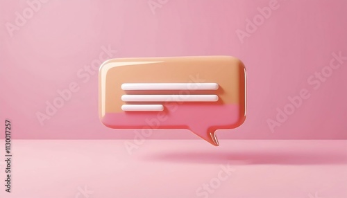 A stylized speech bubble in soft colors, set against a pink background, symbolizing communication and digital messaging.