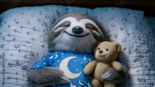 Sleepy Sloth with Teddy Bea...