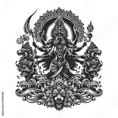 durga silhouette vector