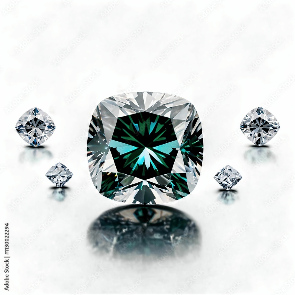 Large Cushion-Cut Gemstone with Smaller Diamonds
Large Cushion-Cut Gemstone with Smaller Diamonds
