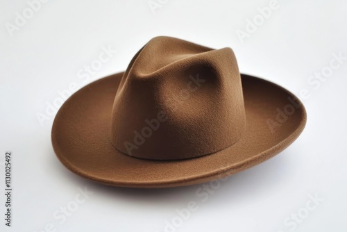 A classic brown cowboy hat with a slightly curved brim