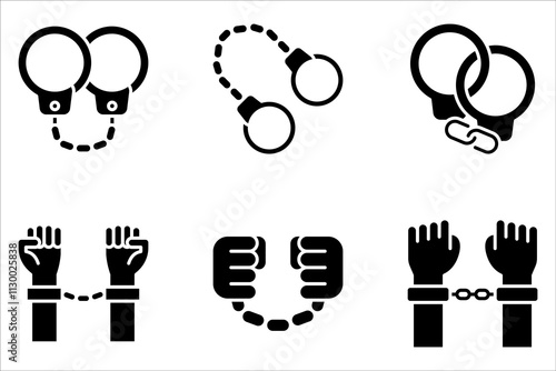 Handcuff icon set, Handcuff, Police Equipment sign design on white background