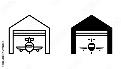 Hangar icons set. Simple set of hangar vector icons on white background