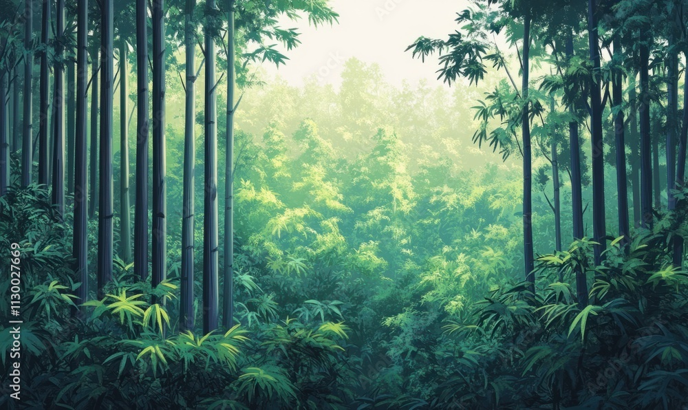 Obraz premium Lush Bamboo Forest Scene