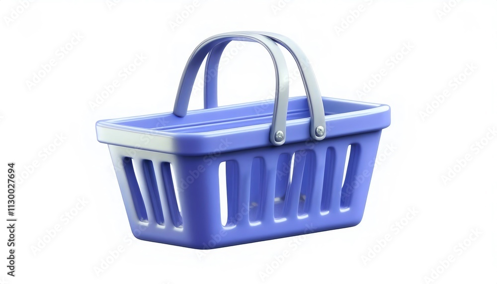 Fototapeta premium A stylish purple shopping basket with a sturdy handle, designed for convenience in carrying groceries or personal items.