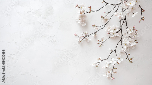 Cherry Blossom Branch on Wh...
