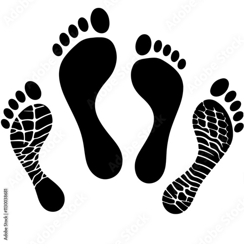 Black Two footprint or One  foot print white background Design 